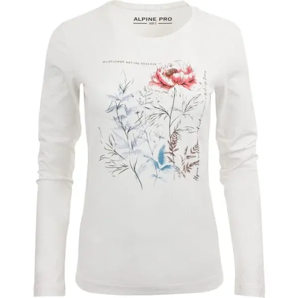 ALPINE PRO SFERA Dámske tričko s dlhými rukávmi, biela, veľkosť