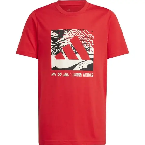 adidas CAMO GRAPHIC Detské tričko, červená, veľkosť