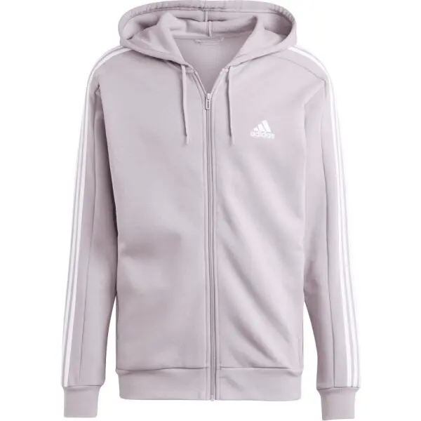 adidas ESSENTIALS FLEECE 3-STRIPES FULL-ZIP HOODIE Pánska mikina, ružová, veľkosť