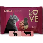 My Love SET kapsičky pre mačky s králikom v omáčke, s hovädzím mäsom v omáčke 4 x 85 g (2343)