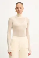 Vlněný svetr Patrizia Pepe dámský, béžová barva, s golfem, 2K0347 K034