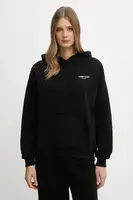 Mikina La Mania dámská, černá barva, s kapucí, s potiskem