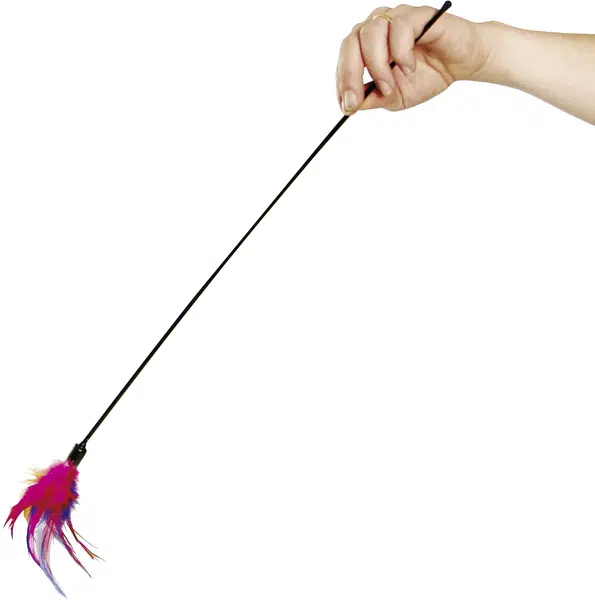 Flamingo farebná palica s pierkami, hračka pre mačky 1 ks