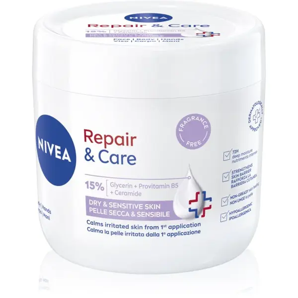 NIVEA Repair & Care Sensitive výživný regeneračný krém pre suchú a citlivú pokožku 400 ml