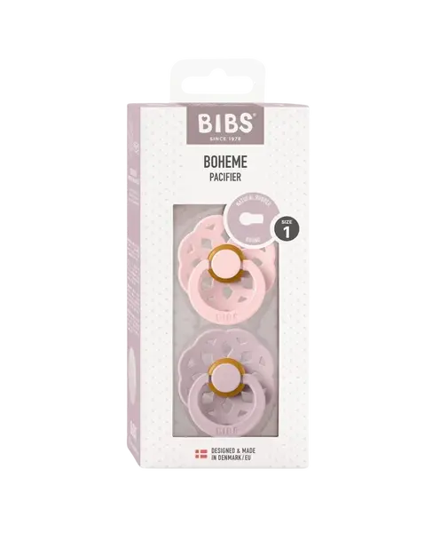 BIBS Boheme cumlíky z prírodného kaučuku, Blossom / Dusky Lilac veľkosť 1, 2 ks
