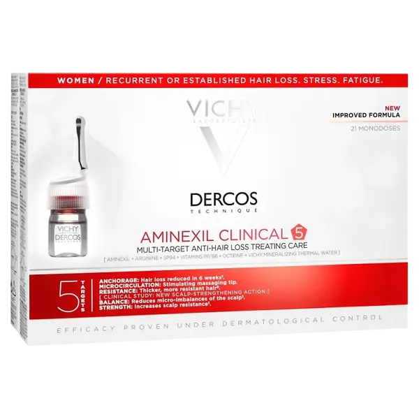 VICHY Dercos Aminexil klinická 5 multiúčelová kúra proti vypadávaniu vlasov pre ženy 21 x 6 ml