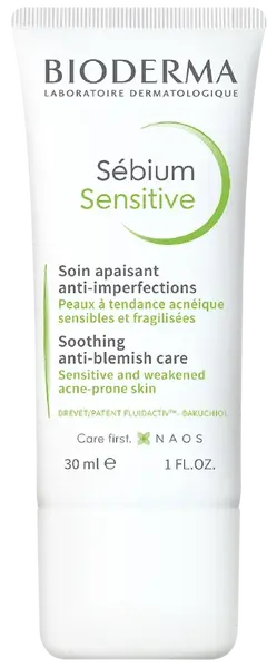 BIODERMA Sébium Sensitive upokojujúci a hydratačný krém na pleť s akné 30 ml