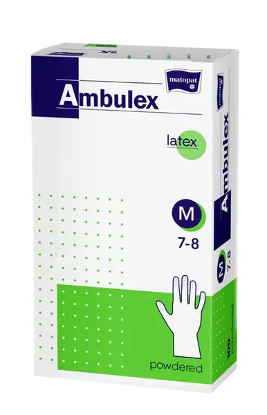 AMBULEX rukavice latexové veľ. M nesterilné pudrované 100 ks
