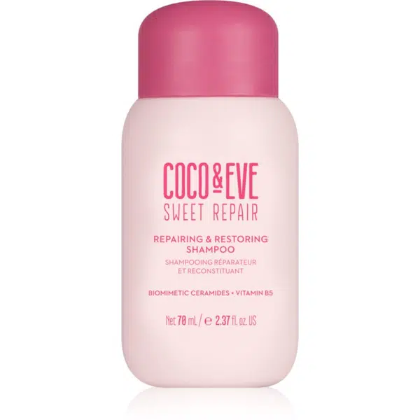 Coco & Eve Sweet Repair Repairing & Restoring Shampoo intenzívne regeneračný šampón pre poškodené a farbené vlasy 70 ml