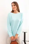 Kesi Włoski Dámsky sveter z viskózy s dlhým rukávom a okrúhlym výstrihom mätový