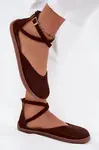 Dámske semišové baleríny Barefoot s pásikmi Zazoo 191 čokoládové