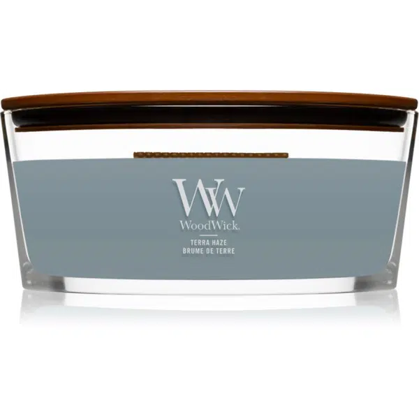 Woodwick Terra Haze vonná sviečka s dreveným knotom (hearthwick) 453 g