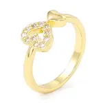 Clear Cubic Zirconia Double Heart Open Cuff Ring