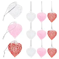 14Pcs 3 Styles Brushed Style Heart Glass Pendant
