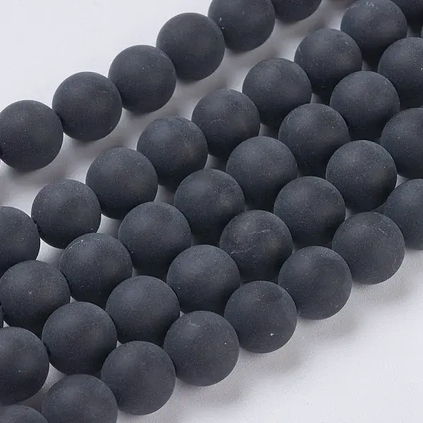 Black Agate Gemstone Beads Strands