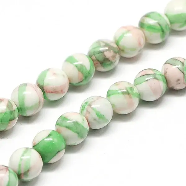 Dyed Round Synthetic Gemstone Ocean White Jade Beads Strands