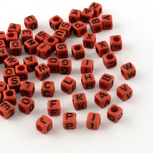 Letter Style Opaque Acrylic Beads