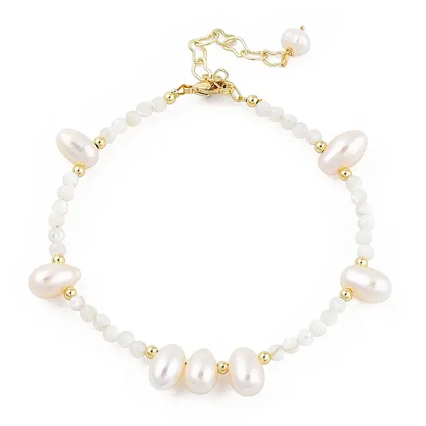 Natural White Shell & Pearl Beaded Bracelet for Women