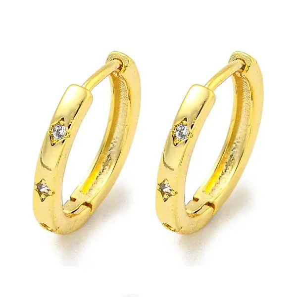 Brass Pave Clear Cubic Zirconia Hoop Earrings