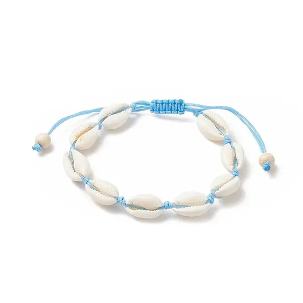 Natural Shell & Synthetic Turquoise Braided Bead Bracelet for Women