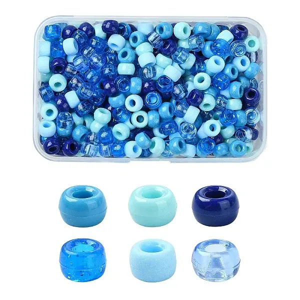 480Pcs 6 Colors Opaque & Transparent Plastic Beads