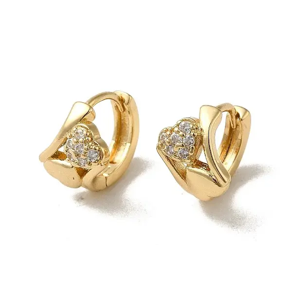 KC Gold Plated Brass Micro Pave Cubic Zirconia Hoop Earring