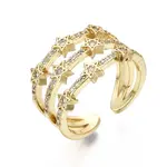 Brass Micro Pave Clear Cubic Zirconia Cuff Rings