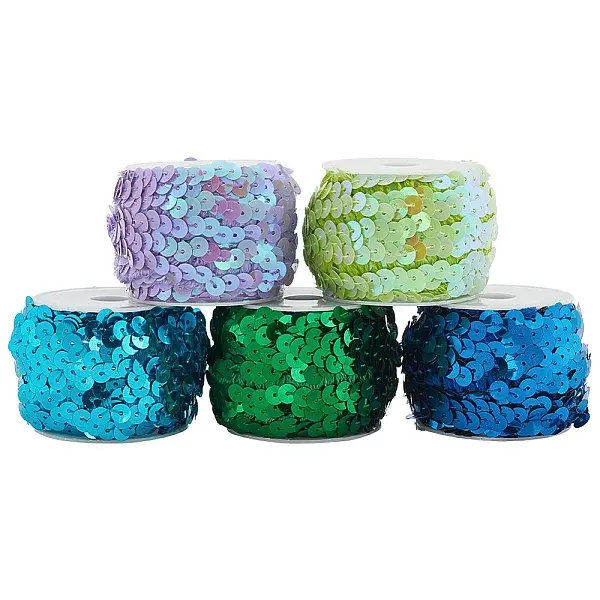10 Yards 5 colors Sparkle Plastic Paillette Elastic Beads