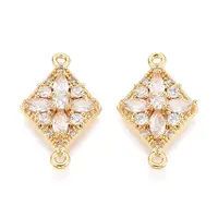 Brass Pave Clear Cubic Zirconia Links/Connector Charms