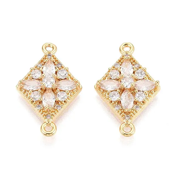 Brass Pave Clear Cubic Zirconia Links/Connector Charms