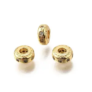 Brass Micro Pave Cubic Zirconia Beads