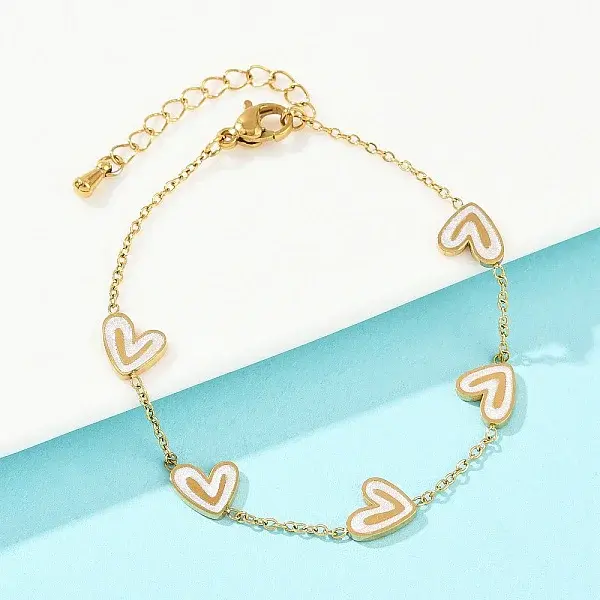 304 Stainless Steel Enamel Link Bracelets for Women