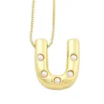 Brass & Plastic Pearl Letter Pendant Box Chain Necklaces for Women