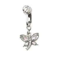 Brass Pave Clear Cubic Zirconia Clip on Belly Rings
