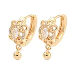 Brass Micro Pave Clear Cubic Zirconia Hoop Earrings