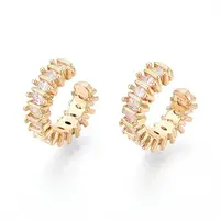 Brass Micro Pave Clear Cubic Zirconia Cuff Earrings