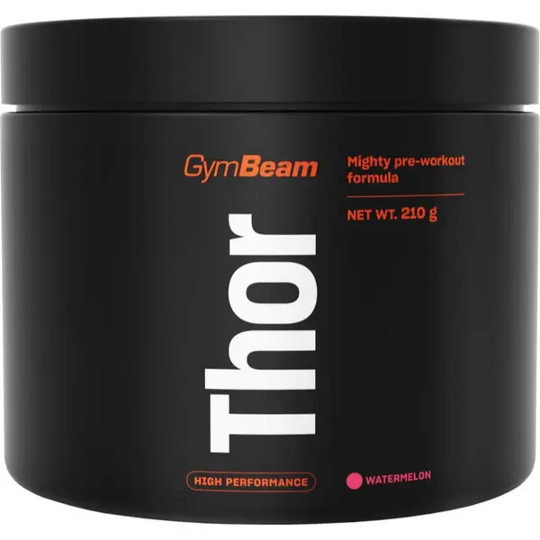 GymBeam Thor Pre-Workout podpora sportovního výkonu s kofeinem příchuť Watermelon 210 g