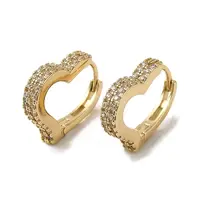 Brass Micro Pave Cubic Zirconia Hoop Earring
