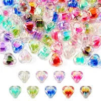 72Pcs 9 Colors UV Plating Rainbow Iridescent Acrylic Beads