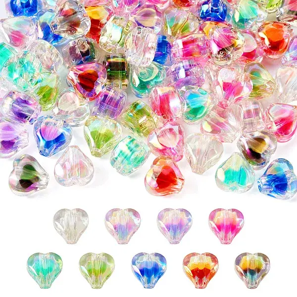 72Pcs 9 Colors UV Plating Rainbow Iridescent Acrylic Beads