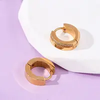 304 Stainless Steel Cubic Zirconia Hoop Earrings