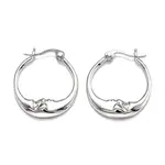 Brass Micro Pave Clear Cubic Zirconia Hoop Earrings