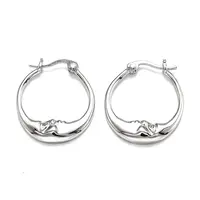 Brass Micro Pave Clear Cubic Zirconia Hoop Earrings