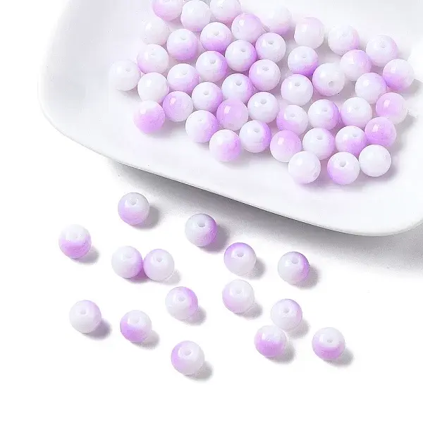 Two Tone Opaque Baking Painted Glass Beads Strands