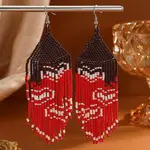 Red Tassel Heart Pattern Dangle Earrings