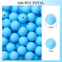 100Pcs Silicone Beads Round Rubber Bead 15MM Loose Spacer Beads for DIY Supplies Jewelry Keychain Making