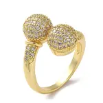 Rack Plating Brass Cubic Zirconia Open Cuff Rings