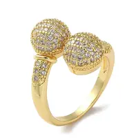 Rack Plating Brass Cubic Zirconia Open Cuff Rings