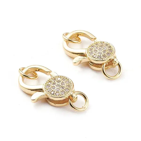 Brass Micro Pave Clear Cubic Zirconia Lobster Claw Clasp