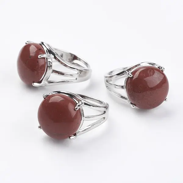 Adjustable Natural Red Jasper Finger Rings